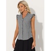 image:imageAllegra K Gingham Top for Womens Vintage Ruffle Cap Sleeve Checker BlouseBlack