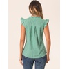 image:imageAllegra K Gingham Top for Womens Vintage Ruffle Cap Sleeve Checker BlouseGreen