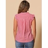 image:imageAllegra K Gingham Top for Womens Vintage Ruffle Cap Sleeve Checker BlouseHot Pink