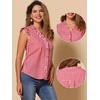 image:imageAllegra K Gingham Top for Womens Vintage Ruffle Cap Sleeve Checker BlouseHot Pink