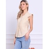 image:imageAllegra K Gingham Top for Womens Vintage Ruffle Cap Sleeve Checker BlouseLight Khaki