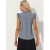 image:imageAllegra K Gingham Top for Womens Vintage Ruffle Cap Sleeve Checker BlouseNavy Blue