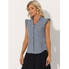 image:imageAllegra K Gingham Top for Womens Vintage Ruffle Cap Sleeve Checker BlouseNavy Blue