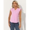 image:imageAllegra K Gingham Top for Womens Vintage Ruffle Cap Sleeve Checker BlousePink