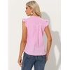 image:imageAllegra K Gingham Top for Womens Vintage Ruffle Cap Sleeve Checker BlousePink