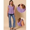 image:imageAllegra K Gingham Top for Womens Vintage Ruffle Cap Sleeve Checker BlousePurple