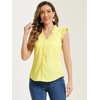 image:imageAllegra K Gingham Top for Womens Vintage Ruffle Cap Sleeve Checker BlouseYellow