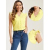 image:imageAllegra K Gingham Top for Womens Vintage Ruffle Cap Sleeve Checker BlouseYellow