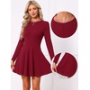 image:imageAllegra K Mini Pleated A Line Cocktail Fall Dresses for Women Long SleeveRed