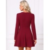 image:imageAllegra K Mini Pleated A Line Cocktail Fall Dresses for Women Long SleeveRed