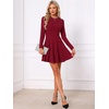 image:imageAllegra K Mini Pleated A Line Cocktail Fall Dresses for Women Long SleeveRed