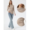 image:imageAllegra K Ruched Tops for Womens Casual Mock Neck Long Sleeve BlouseCamel