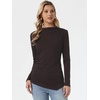 image:imageAllegra K Ruched Tops for Womens Casual Mock Neck Long Sleeve BlouseCoffee