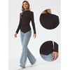 image:imageAllegra K Ruched Tops for Womens Casual Mock Neck Long Sleeve BlouseCoffee