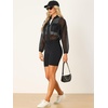 image:imageAllegra K Sheer Bomber Jacket for Womens Zip Up See Through JacketsBlack