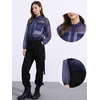 image:imageAllegra K Sheer Bomber Jacket for Womens Zip Up See Through JacketsDark Blue