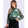 image:imageAllegra K Sheer Bomber Jacket for Womens Zip Up See Through JacketsGreen