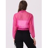 image:imageAllegra K Sheer Bomber Jacket for Womens Zip Up See Through JacketsHot Pink
