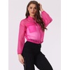 image:imageAllegra K Sheer Bomber Jacket for Womens Zip Up See Through JacketsHot Pink