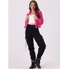 image:imageAllegra K Sheer Bomber Jacket for Womens Zip Up See Through JacketsHot Pink