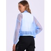 image:imageAllegra K Sheer Bomber Jacket for Womens Zip Up See Through JacketsLight Blue
