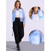 image:imageAllegra K Sheer Bomber Jacket for Womens Zip Up See Through JacketsLight Blue