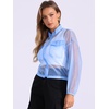 image:imageAllegra K Sheer Bomber Jacket for Womens Zip Up See Through JacketsLight Blue