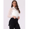 image:imageAllegra K Sheer Bomber Jacket for Womens Zip Up See Through JacketsWhite