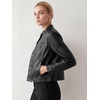 image:imageAllegra K Women Faux PU Leather Jacket Cropped Snap Buttons Vintage CoatBlack