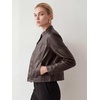 image:imageAllegra K Women Faux PU Leather Jacket Cropped Snap Buttons Vintage CoatBrown