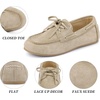image:imageAllegra K Women Faux Suede Closed Toe Slip on Lace Up LoafersBeige