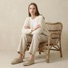 image:imageAllegra K Women Faux Suede Closed Toe Slip on Lace Up LoafersBeige