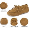 image:imageAllegra K Women Faux Suede Closed Toe Slip on Lace Up LoafersBrown