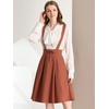 image:imageAllegra K Women High Waist Suspender A Line Midi Skater DressBrown