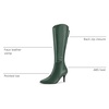 image:imageAllegra K Women Stiletto Heel Pointy Toe Knee High Back Zip BootDark Green