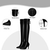 image:imageAllegra K Womens Buckle Over Knee High Boots Thigh High Heel BootsBlack