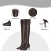 image:imageAllegra K Womens Buckle Over Knee High Boots Thigh High Heel BootsCoffee