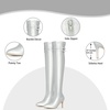 image:imageAllegra K Womens Buckle Over Knee High Boots Thigh High Heel BootsSilver