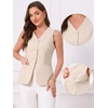 image:imageAllegra K Womens Cotton Linen Suit Vest Top Summer Sleeveless BlazerBeige Apricot