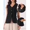 image:imageAllegra K Womens Cotton Linen Suit Vest Top Summer Sleeveless BlazerBlack