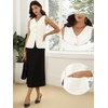 image:imageAllegra K Womens Cotton Linen Suit Vest Top Summer Sleeveless BlazerCream White