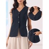image:imageAllegra K Womens Cotton Linen Suit Vest Top Summer Sleeveless BlazerNavy Blue