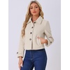 image:imageAllegra K Womens Crop Pea Coat Turn Down Single Breasted Winter OutwearBeige