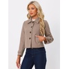 image:imageAllegra K Womens Crop Pea Coat Turn Down Single Breasted Winter OutwearDark Beige