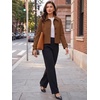 image:imageAllegra K Womens Crop Pea Coat Turn Down Single Breasted Winter OutwearDark Brown