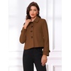 image:imageAllegra K Womens Crop Pea Coat Turn Down Single Breasted Winter OutwearDark Brown