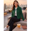 image:imageAllegra K Womens Crop Pea Coat Turn Down Single Breasted Winter OutwearDark Green