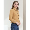 image:imageAllegra K Womens Crop Pea Coat Turn Down Single Breasted Winter OutwearKhaki