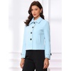 image:imageAllegra K Womens Crop Pea Coat Turn Down Single Breasted Winter OutwearLight Blue