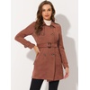 image:imageAllegra K Womens Faux Suede Trench Coat Double Breasted Jacket with BeltCaramel